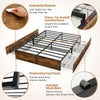 Double Iron Bed Frame Heavy-Duty Platform Bed Base Mattress Foundation w/Drawers