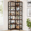 Corner Bookshelf, Large Modern Corner Bookcase with Metal Frame for Living Room