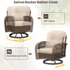 3 Piece Patio Swivel Rocker Set 2 Outdoor Wicker Rocking Chairs Brown