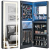 Hanging Jewelry Cabinet Wall Door Mounted Jewelry Cabinet w/Mirror-Black
