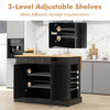 Kitchen Island Storage Cabinet Kitchen Island Table w/Drop Leaf Countertop Black