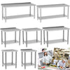 Commercial Stainless Steel Catering Table Work Bench Worktop Backsplash / Wheel