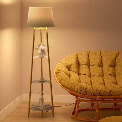3 Tier LED Floor Lamp Industrial Tall Lamp Bedroom Reading Office w/Marble Shelf
