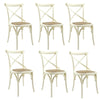 Cream Cross Back Dining Chair Set of 6 Comfortable & Stylish Wooden Home Cafe