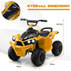 DORTALA 12V Kids Ride On ATV Electric Quad w/ LED Lights – Yellow Toy Car
