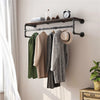Metal Wooden Coat Rack with 3 Hooks & Shelf Wall Mounted Rack Clothes Hat Hanger