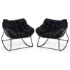 2Pcs Outdoor Rocking Chair Oversized Patio PE Wicker Egg Chair-Black