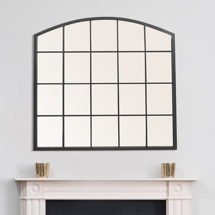 Large Arched Window Mirror Metal Frame Indoor Outdoor Living Room Décor Mirrors
