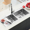 Large 1.5 Bowl Square Inset Stainless Steel Kitchen Sink with Right Hand Drainer