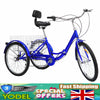 24'' Tricycle Adult Senior 7 Speed 3 Wheels Bike Foldable Trike Bicycle + Basket