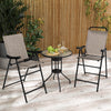 2Pcs Garden Patio Chairs Folding Bar Stool Set High Top Bar Chair Leisure Chairs