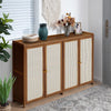Large Free Stand 4 Door Shoe Cabinet Storage Cupboard Footwear Stand Rack Rattan