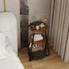 Small Side Table with 3-Tier Storage LED Lighted Sofa End Table Charging Station