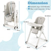 Foldable Baby High Chair Feeding Sleep Playing Chair w/Wheel-Dark Grey