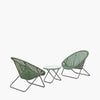 TOBS 2 Seater Bistro Set Outdoor Rattan Foldable Chairs and Tempered Glass Table
