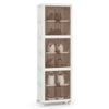 Home Collapsible Organizer 6-Cube Stackable Storage Bins w/ Doors-White