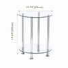 2 Tier Round Clear Tempered Glass Sofa Side End Table Bedside Table with Storage