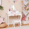 Kids Vanity Table & Stool Set Children Pretend Play Makeup Dressing Desk