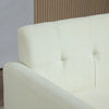 Modern 2 Seater Sofa, Tufted Small Fabric Couch with Wood Legs, Cream White