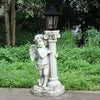 Resin Roman Pillar Angel Statue Figurine Solar Powered Light Outdoor Garden Lamp