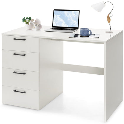 Modern Computer Desk Home Office Desk w/4-Drawers Wooden Laptop Desk Workstation