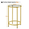 Gold Side Table, Round End Table with Glass Top and Metal Frame for Living Room