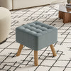 Square Footstool Footrest Pouffe Linen/Velvet/PU Leather Padded Children Seat
