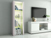 Modern Display Tall Cabinet Bookcase Shelving Units with LED Light 3 Glass Shelf