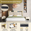 Double Ottoman Storage Upholstered Bed Frame with Headboard & LED Lights Beige