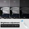 UK Crystal 2-Ring Chandelier LED Ceiling Lights Pendant Light Dimmable w. Remote
