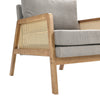 Wooden Frame Upholstered Fabric Rattan Armrest Reading Armchair Accent Chair