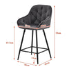 2x Grey Velvet Bar Stools with Foot rest Tufted stitching Seat Chairs