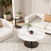 Set 2 Round Nesting Coffee Table Sleek Marble Glass Stacking Side Accent Tables