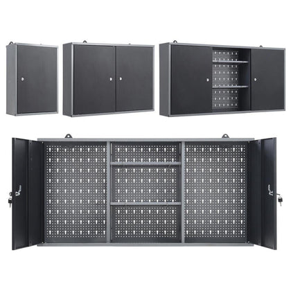 Large Garage Storage Cupboard Wall Mounted Hanging Tool Box Metal Chest Cabinet