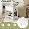 Set of 2 Rectangular Nightstand Retro Side Table with 1 Drawer White