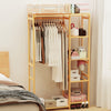 Bamboo Garment Rack Coat Stand Open Wardrobe Storage Shelves With Cover