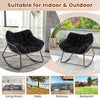2Pcs Outdoor Rocking Chair Oversized Patio PE Wicker Egg Chair-Black