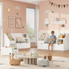 Childrens Bookshelf Storage Bench with Drawers Shelves Reading Seat White 140cm