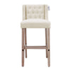 Bar Stools Set of 2 Velvet Fabric Counter Height Bar Chairs with Wood Legs