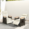 Outdoor Rattan Recliner Chair Wicker Reclining Lounge Chair w/ Armrests White