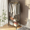 Black Metal Clothes Rail Rack Garment Stand Corner Open Wardrobe with Shelf