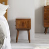 Solid Mango Wood Bedside Table – Mid-Century Style, 2 Drawer, Chestnut