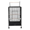 Mobile Metal Bird Cage Open Play Top Parrot Cage Budgie Cage with Perch Feeders