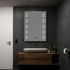 Aluminum Bathroom Mirror Cabinet LED Illuminated Storage with Clock Socket Light