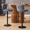 2x Bar Stools Faux Leather Gas Lift Adjustable Pub Chair Frosting Base Swivel
