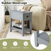Bedside Table Set of 2 Bedroom Compact Table with Drawer & Storing Shelf-Grey