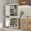 Freestanding Kitchen Cupboard, Tall Storage Cabinet w/ Drawer and Shelves, White