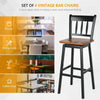 Set of 2 Bar Stools Wooden Counter Height Chair Pub Dining Chairs 360 °Swiveling