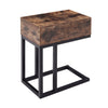 C-shaped End Table Sofa Side/Coffee/Snack Tables Frame Metal w/ Wood Drawer Top