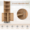 172 cm Tall Corner Bookcase with 2 Doors & 4 Open Shelves-Natural